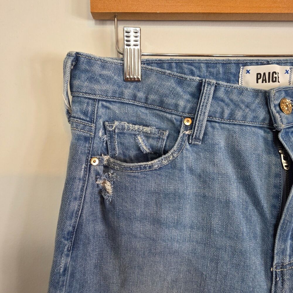 Paige Leenah High Rise Distressed Wide Leg Cotton Stretch Ankle Jean Size 29 - Picture 5 of 11